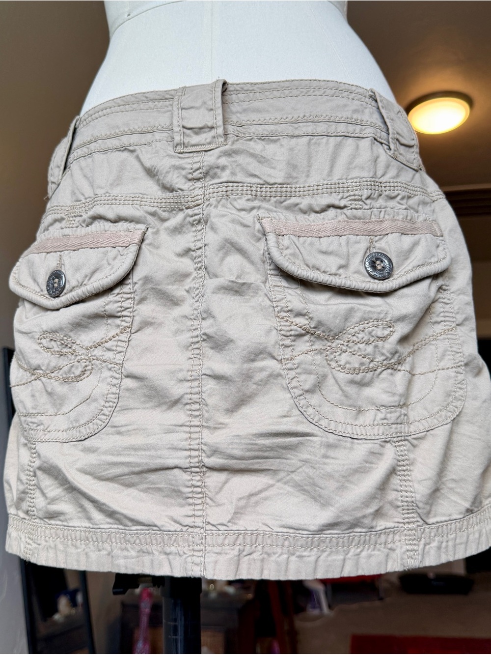 Y2K TAN CARGO KHAKI UTILITY MINI SKIRT
